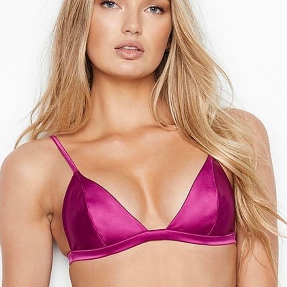 Victoria's Secret Pink and Purple Satin Bras